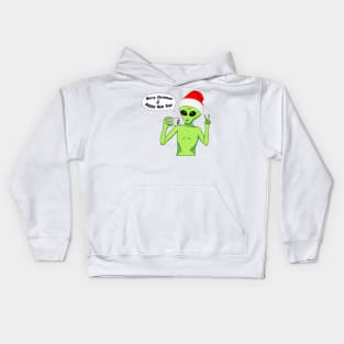 Alien in a Santa hat Kids Hoodie